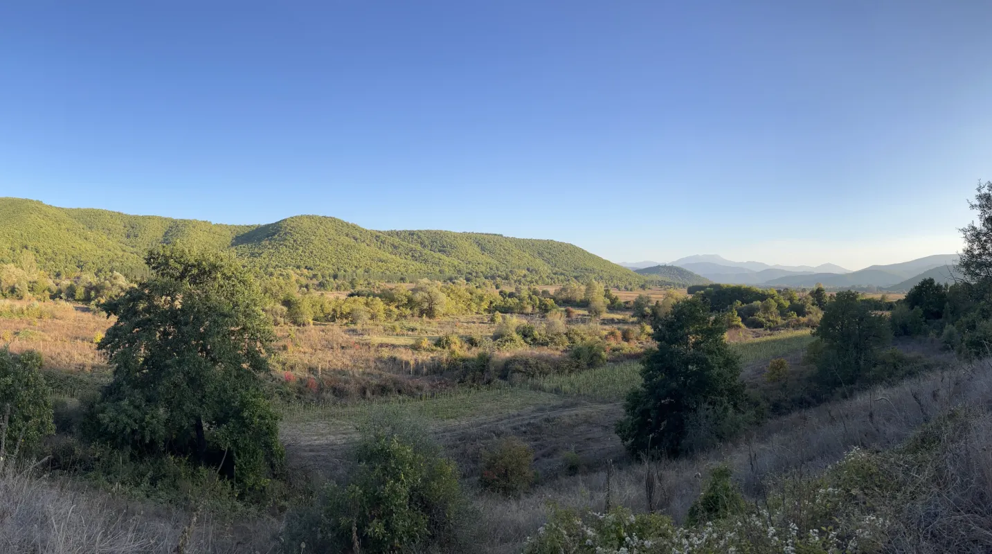 Mooi groen veld en bergen in Noord-Macedonië